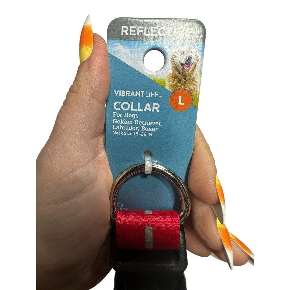 VIBRANT LIFE dog collar SIZE LARGE neck size‎ 15-26 in 50-90 lb reflective